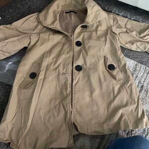 Hazel Beige Outerwear with Black Accents